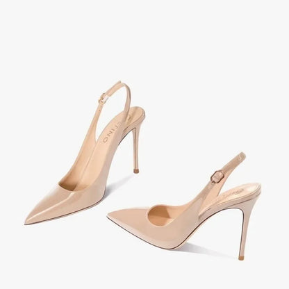Shiny Buckle High Heel Sandals - BritishElegance
