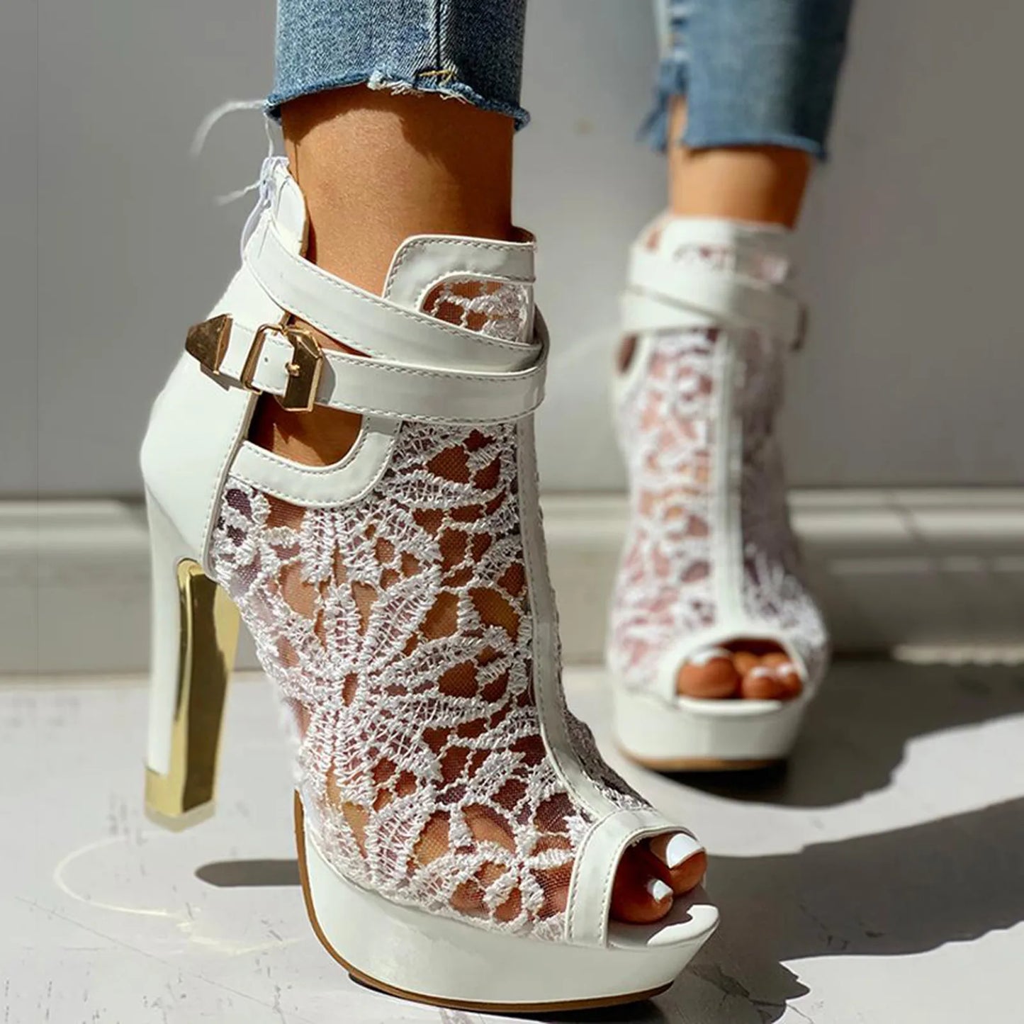 Mira Lace Heels
