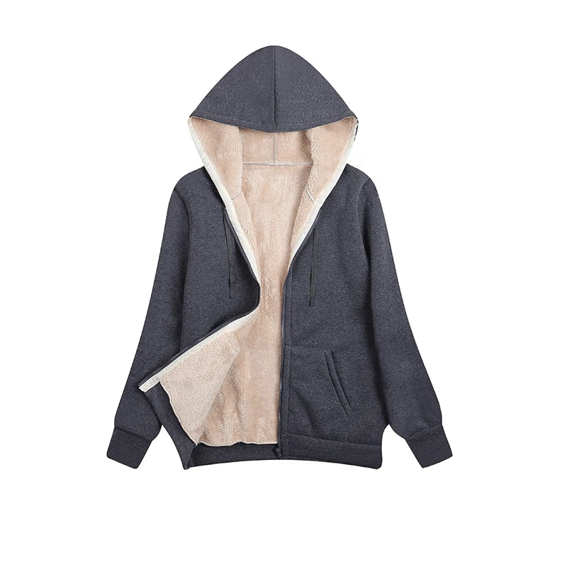 Cozy Women's Fleece Hooded Jacket for Autumn Winter