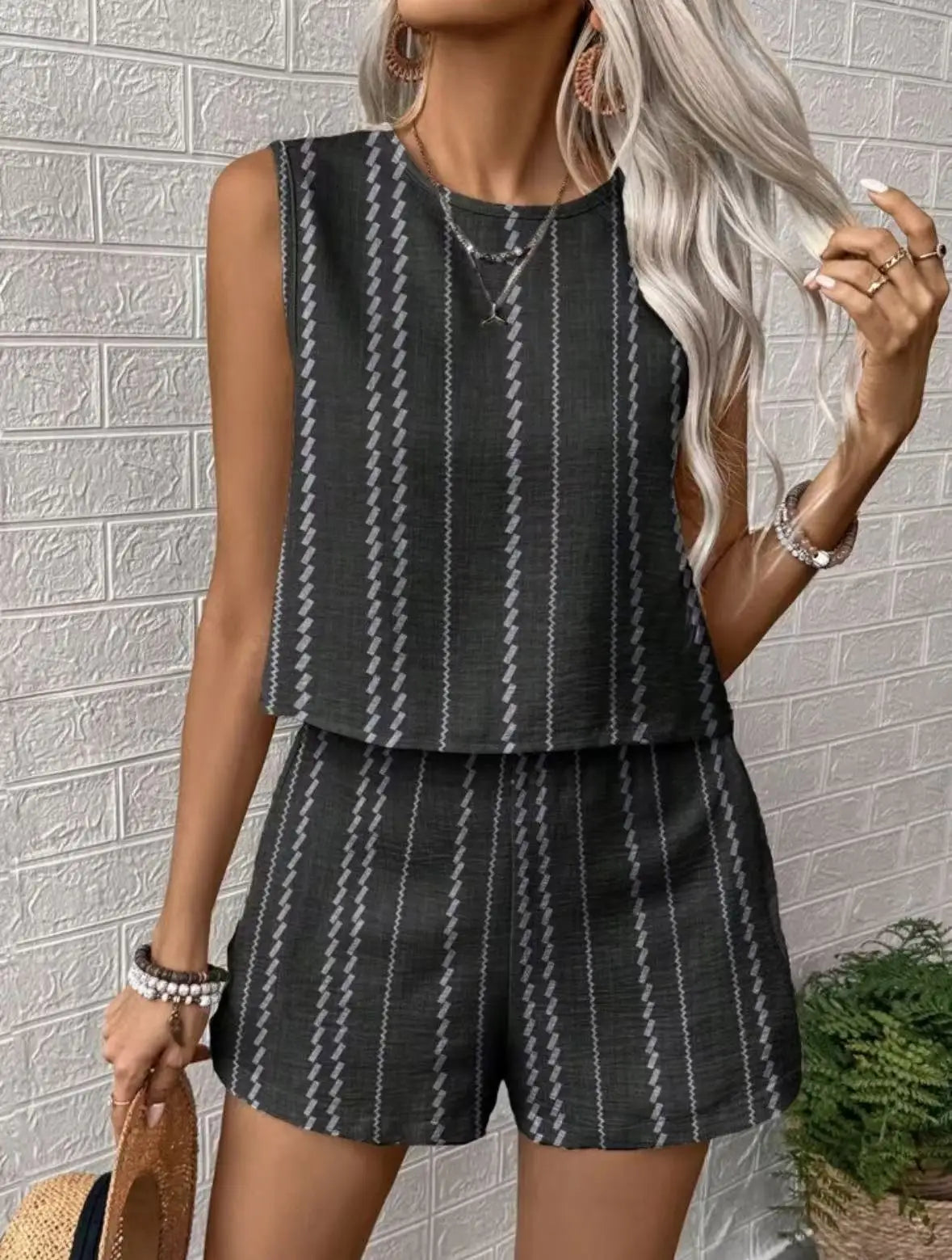 Breathable Summer Tank Top and Shorts Outfit Set
