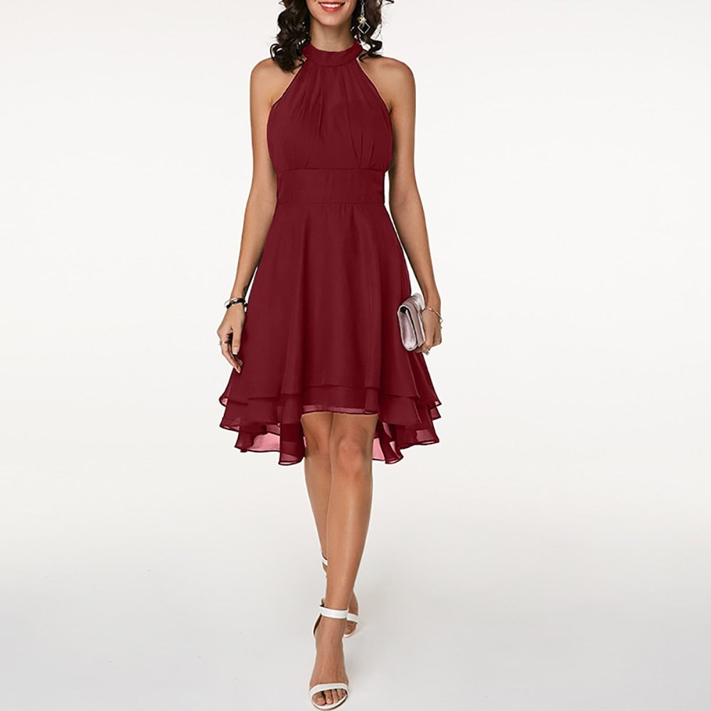 Ladies Floral Short Summer Dress with Cute Ruffles