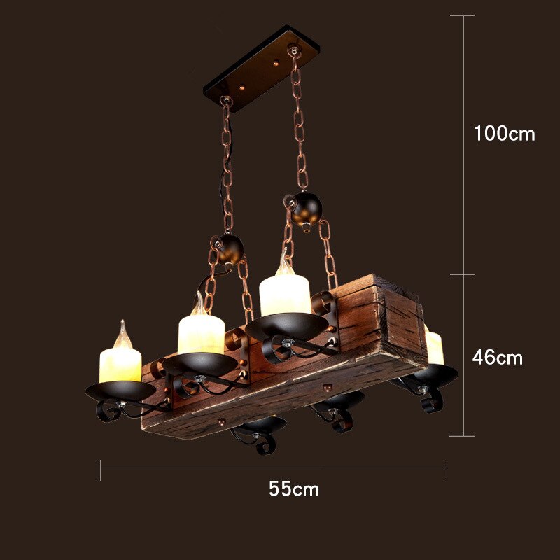 Rustic Metal Wood LED Ceiling Lamp