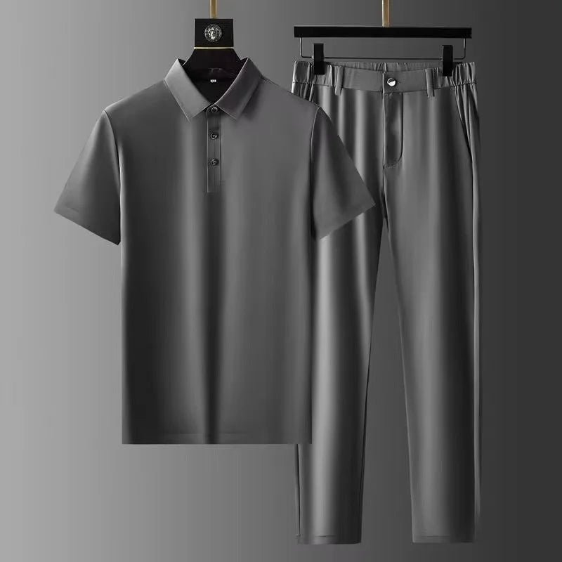 Slim Fit Men's Polo Shirt and Trousers 2-Piece Suit