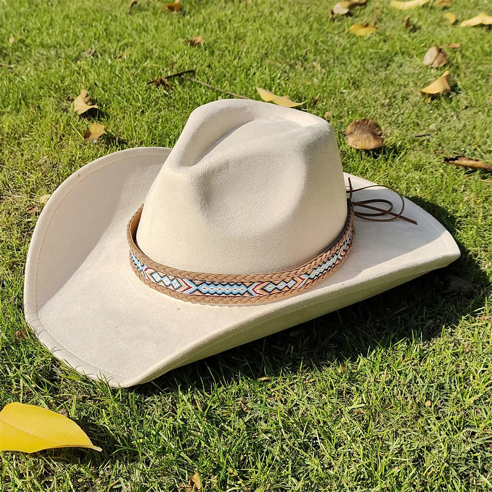 Soft Wide Brim Cowboy Hat Adjustable Size - BritishElegance