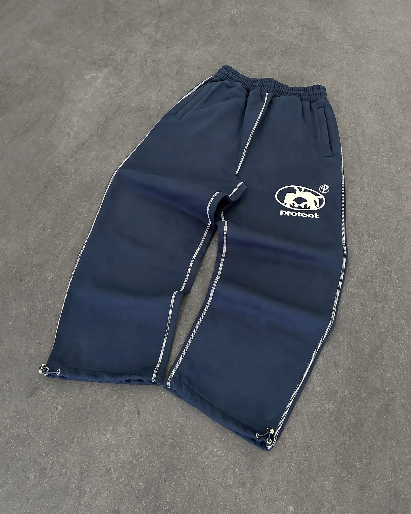Casual Embroidered Baggy Sweatpants – Retro Wide Leg Pants