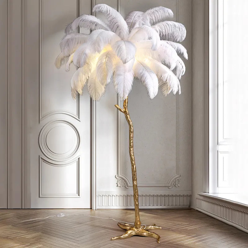 Luxury Copper Feather Floor Lamp