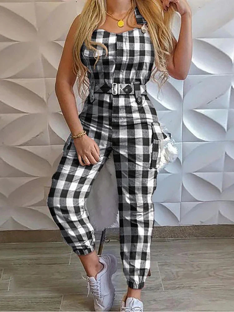 Summer Utility Romper with Adjustable Waist