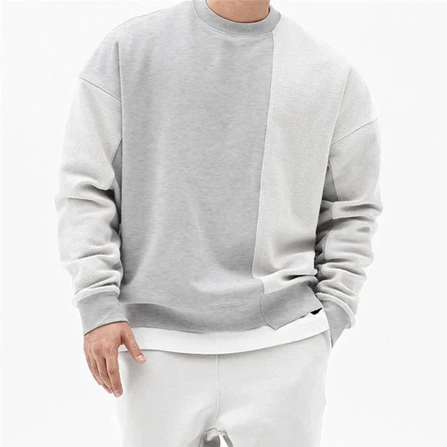 Oscar Oversized Crewneck Sweatshirt | Ribbed Side Slits Hip-Length Crewneck Sweatshirt