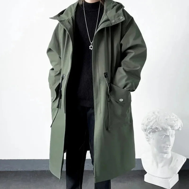 Olive Green Waterproof Hooded Jacket For Men - BritishElegance