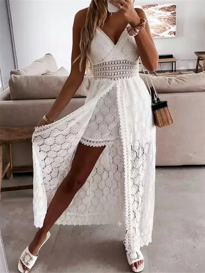 Chic Cutout Neckline Midi Jumpsuit Dress - BritishElegance