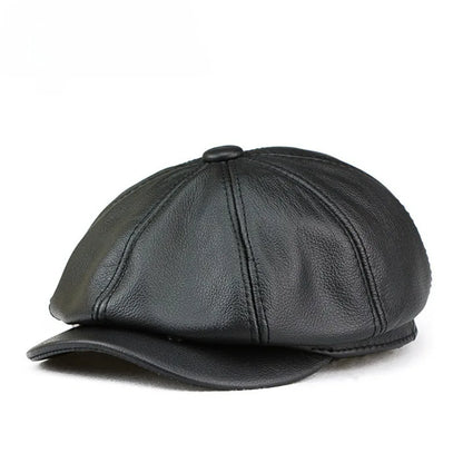 Large Genuine Leather Newsboy Cap XXL