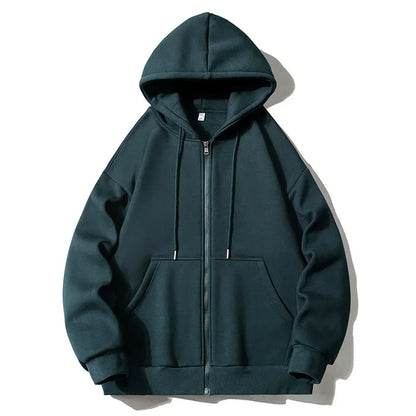 Large Size Mens Zip Up Hooded Jacket