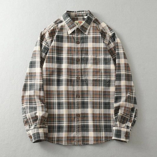 Classic Plaid Flannel Shirt for Men - BritishElegance