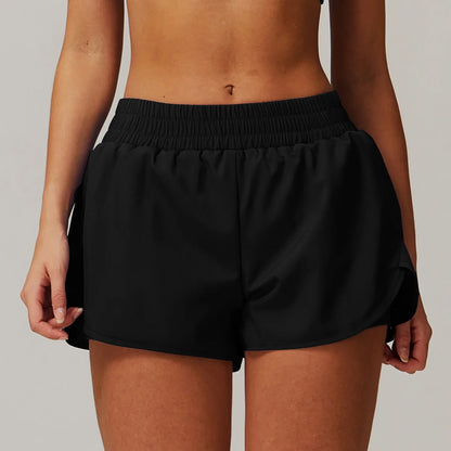 Women's Comfortable High Waist Yoga Shorts with Pockets