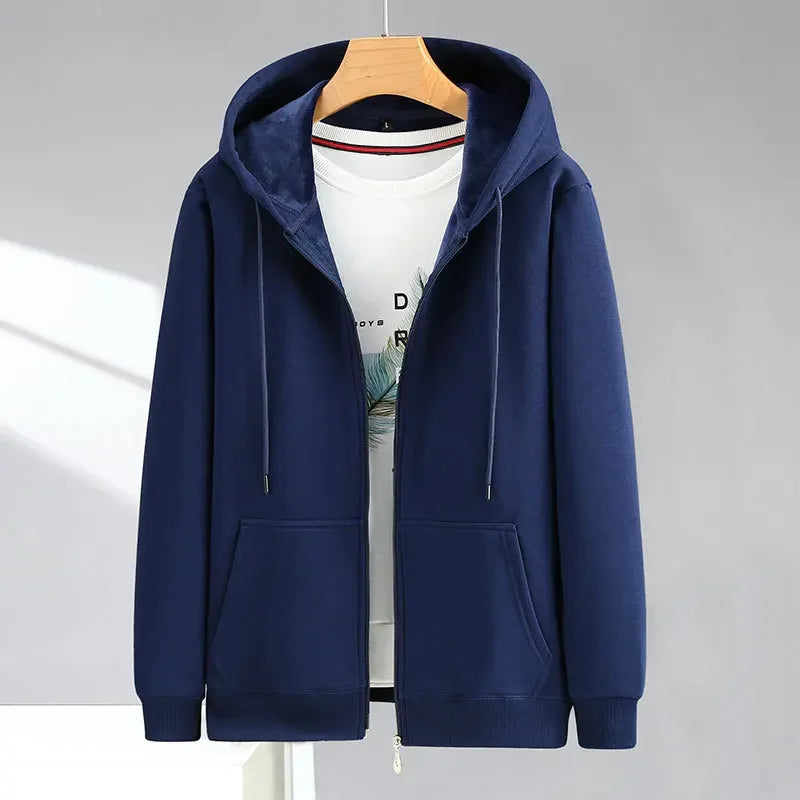 Large Size Mens Zip Up Hooded Sweatshirt