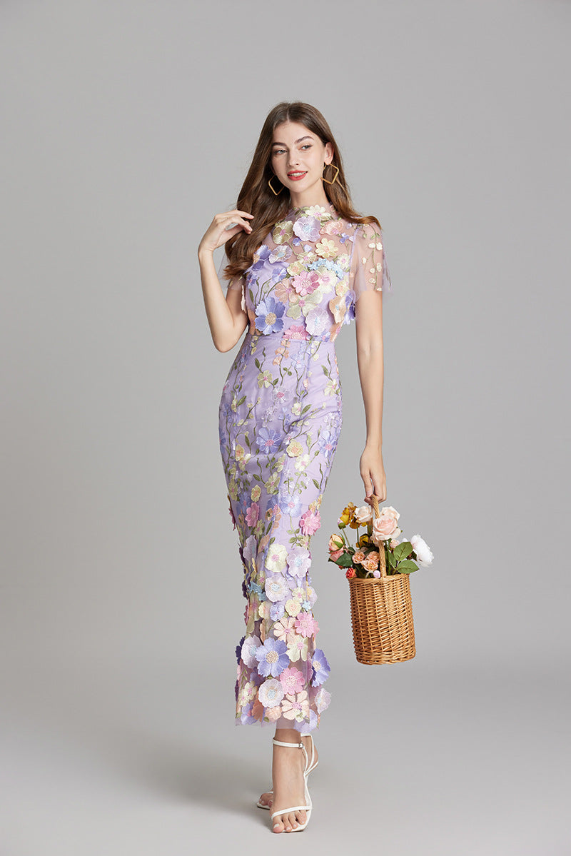 Marivelle – Elegant Embroidered Sheer Maxi Dress