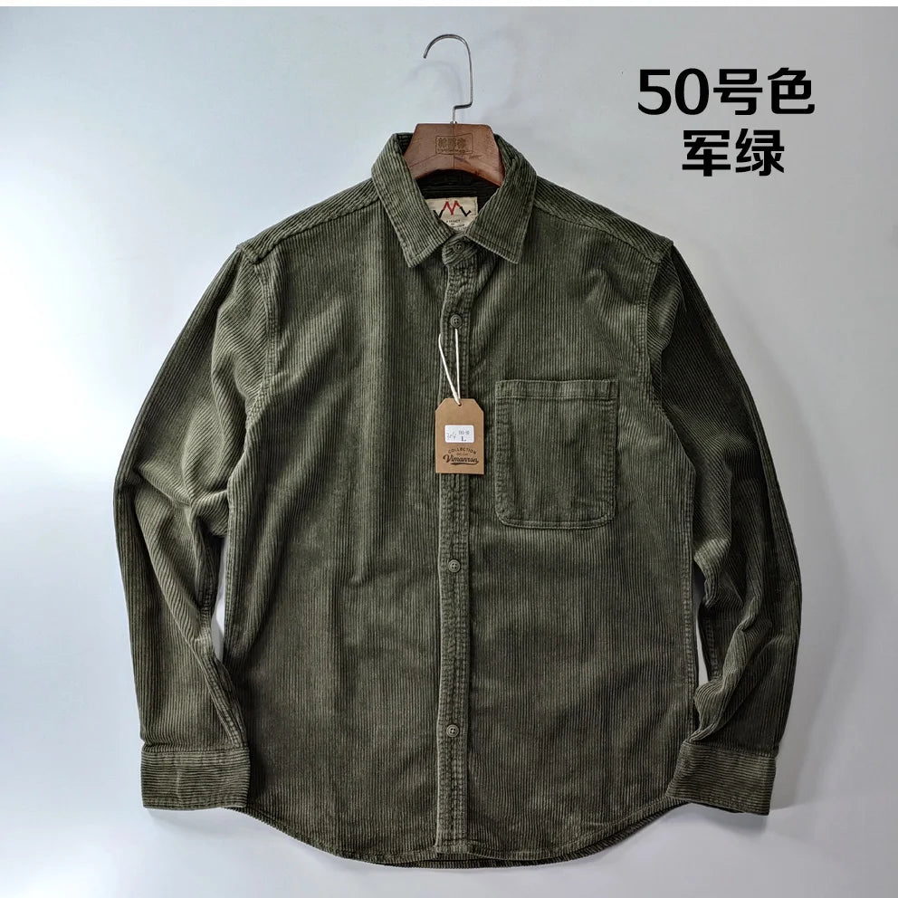 Classic Casual Corduroy Shirt for Men - Cotton Long Sleeve