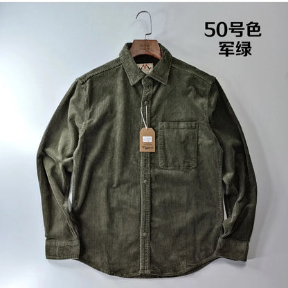 Classic Casual Corduroy Shirt for Men - Cotton Long Sleeve
