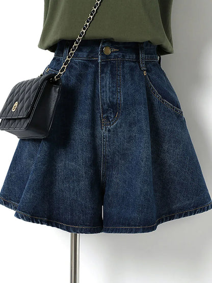 Comfortable Wide Leg Denim Shorts for Women - BritishElegance