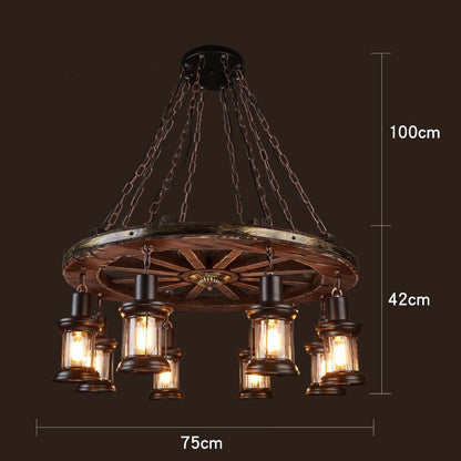 Rustic Metal Wood LED Ceiling Lamp