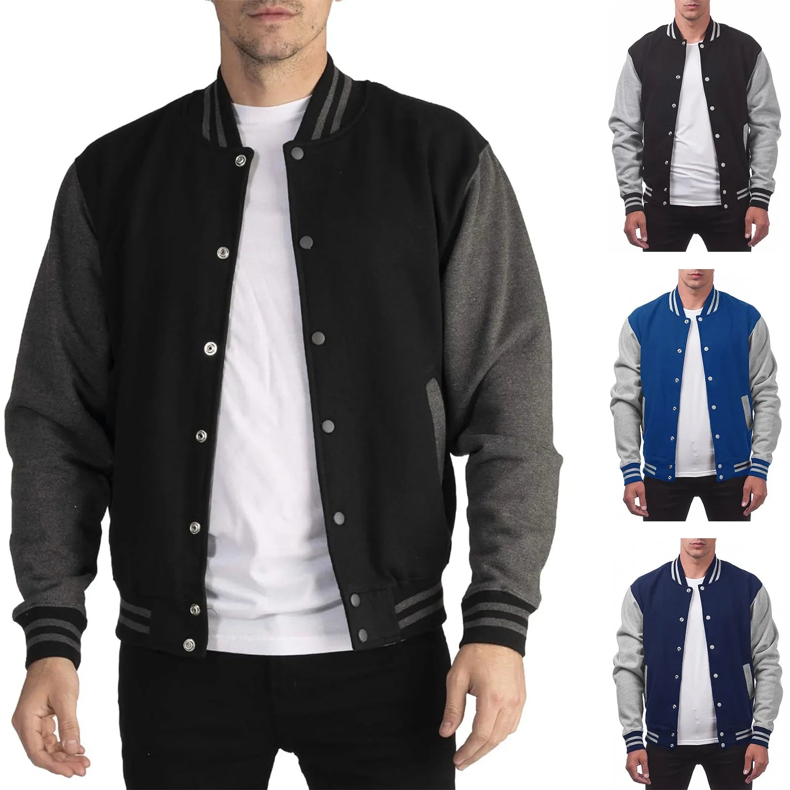 Casual Fit Baseball Bomber Jacket for Men - BritishElegance