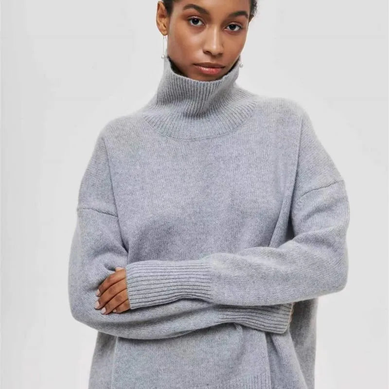 Warm Oversized Crew Neck Knit Sweater