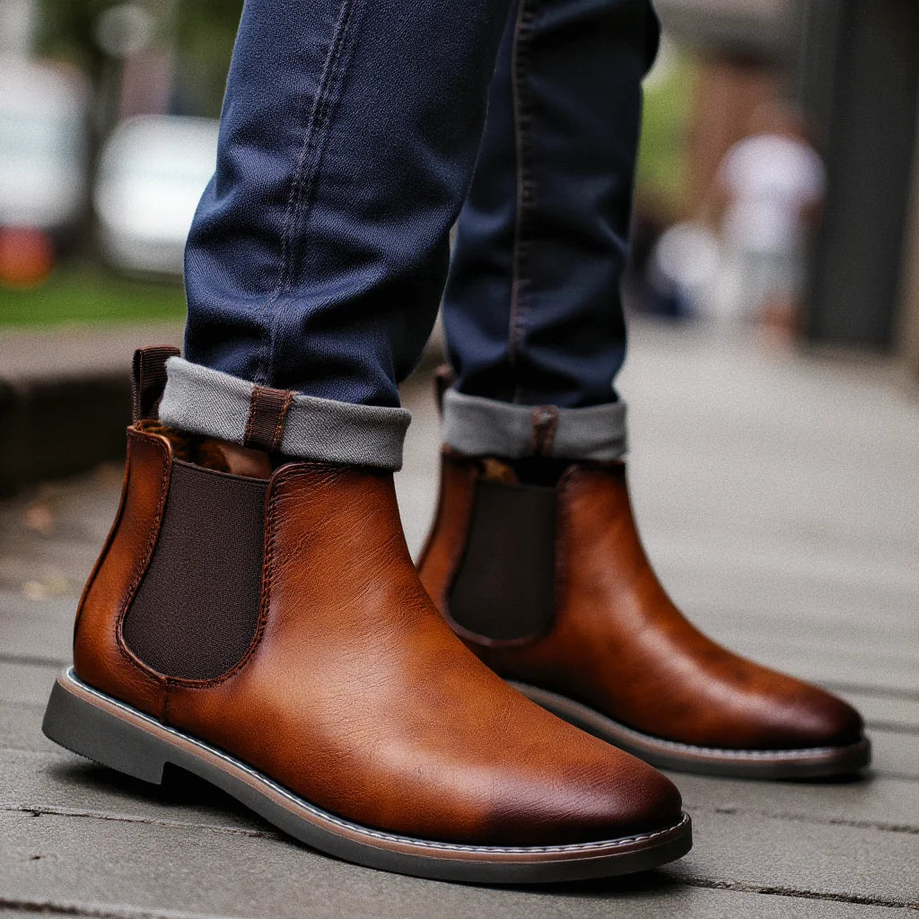 Retro Chelsea Boots Black Leather