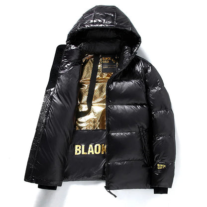 Men’s Glossy Hooded Warm Puffer Jacket