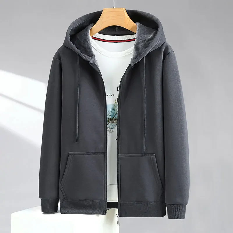 Large Size Mens Zip Up Hooded Sweatshirt