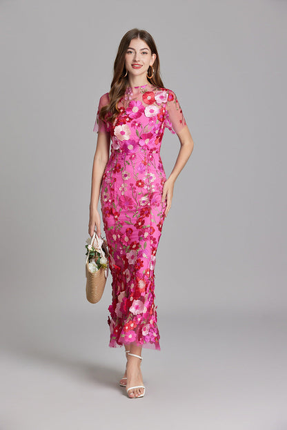 Marivelle – Elegant Embroidered Sheer Maxi Dress