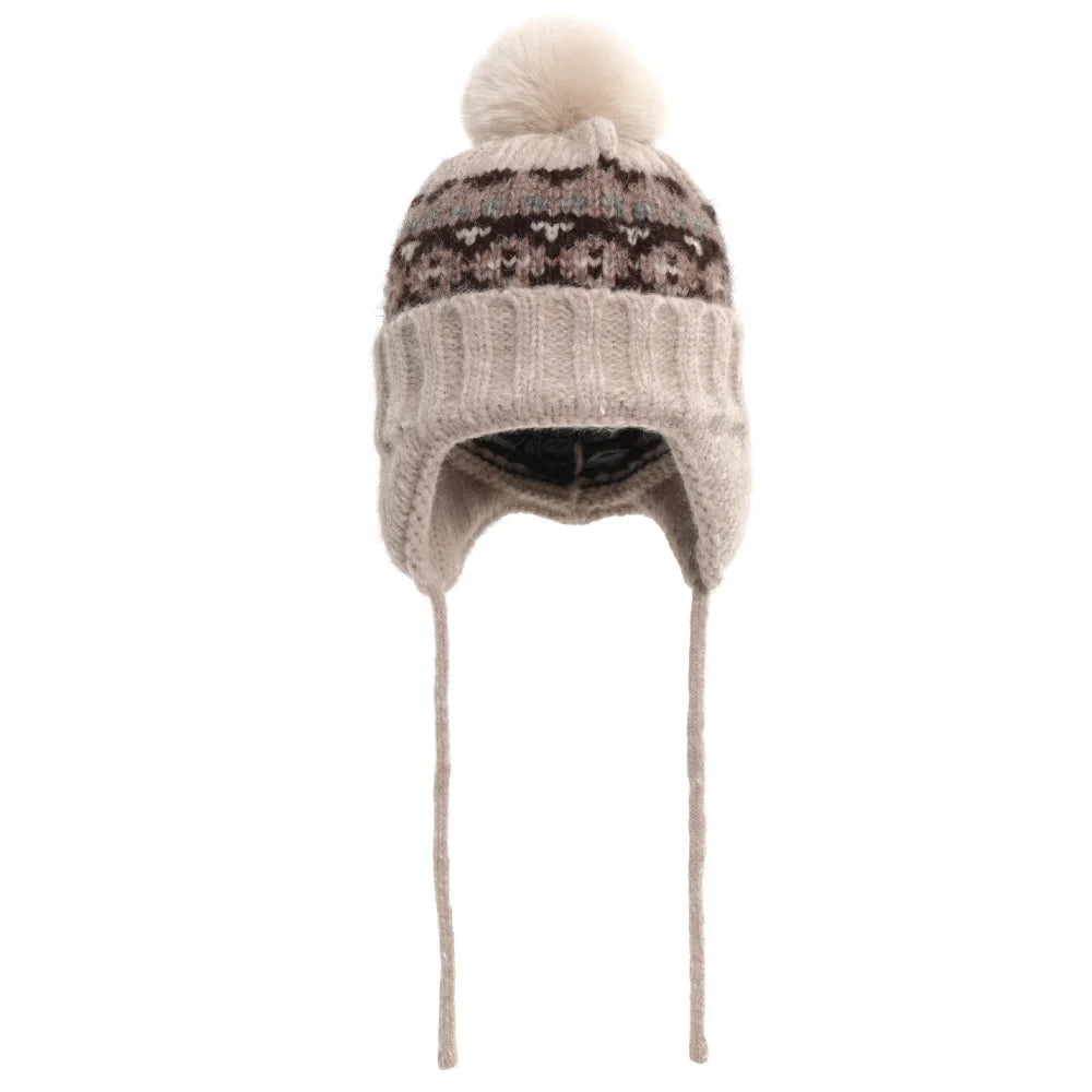 Warm Women's Knit Hat with Pom Pom