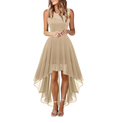Elegant Lace Trimmed Party Dress