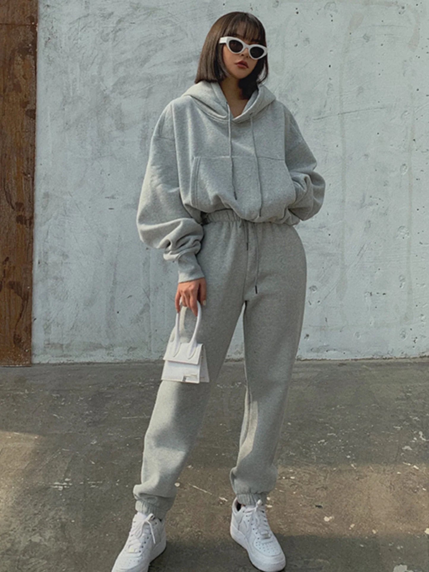 Warm Fleece Hoodie and Pant Set for Women