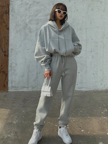 Warm Fleece Hoodie and Pant Set for Women