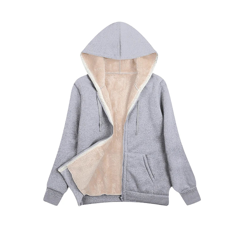 Cozy Women's Fleece Hooded Jacket for Autumn Winter