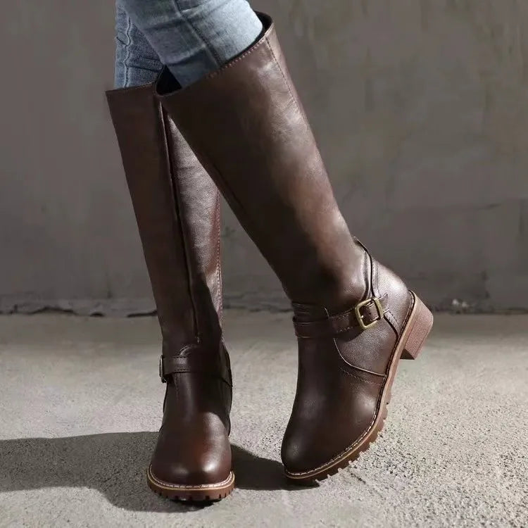 Isla Knee-High Boots | Buckled Lug Sole Boots