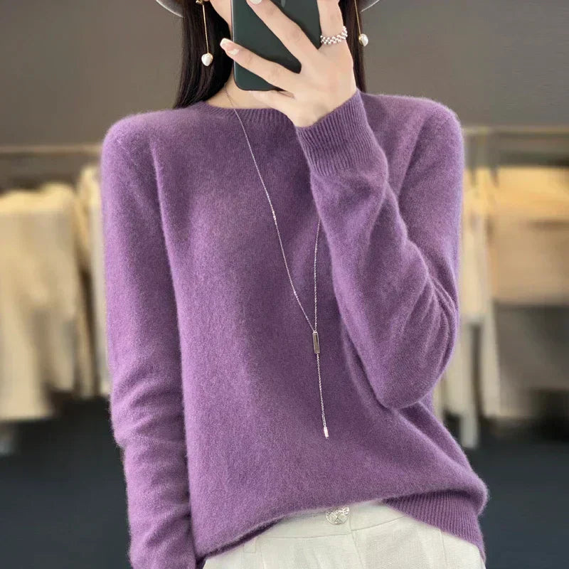 Soft Women's Pure Wool Crew Neck Sweater