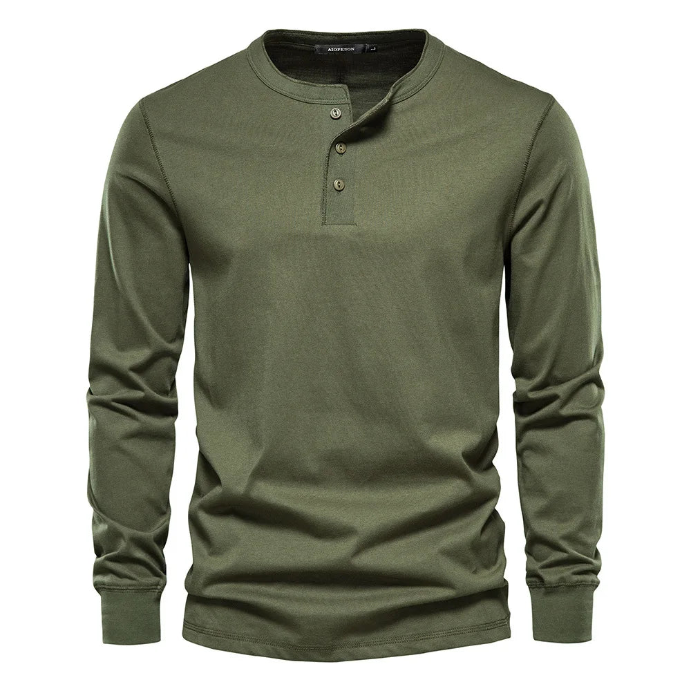 Cevori Classic Style Long Sleeve Henley Shirt