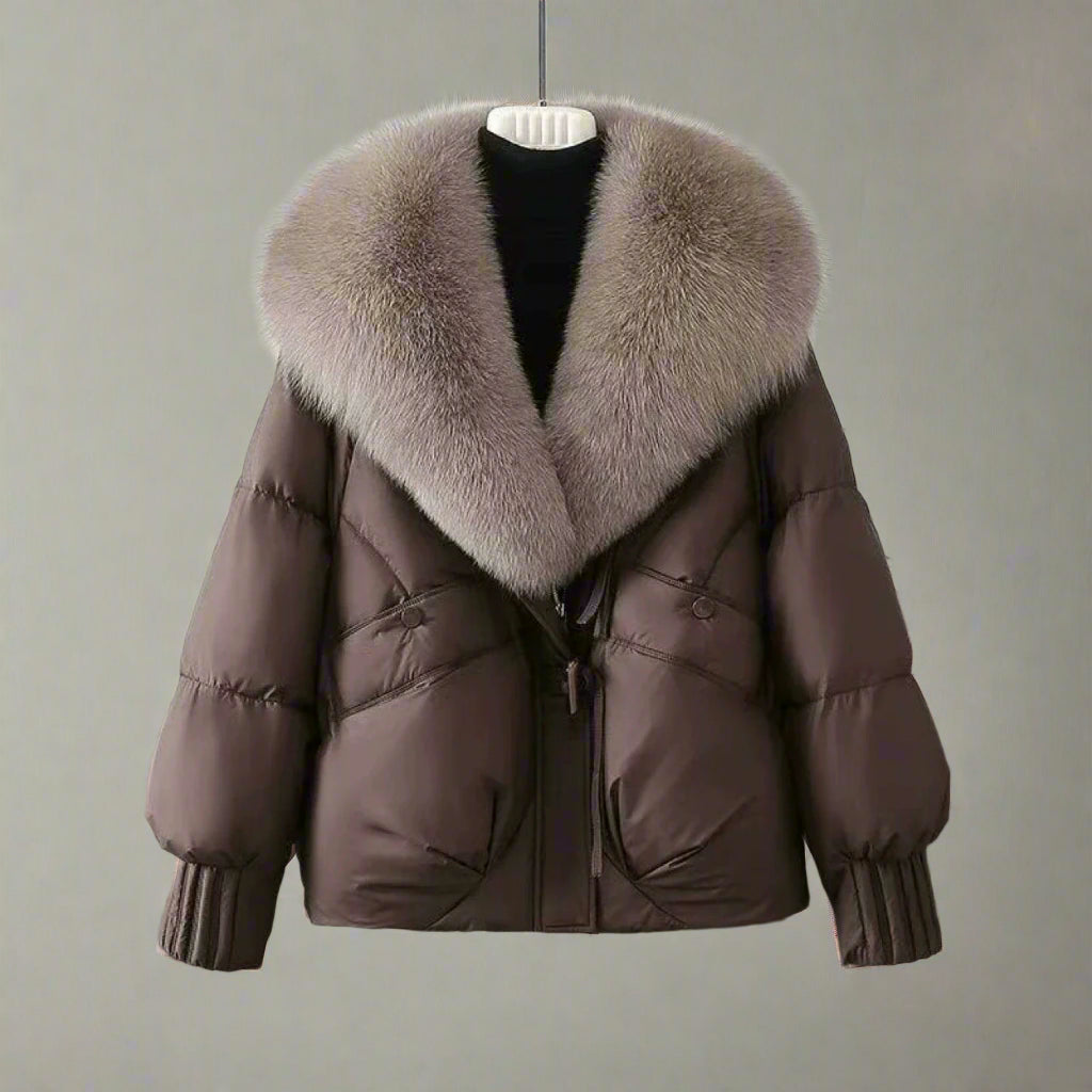 Harper Relaxed Fit Puffer Jacket | Fur Collar Toggle Closure Jacket