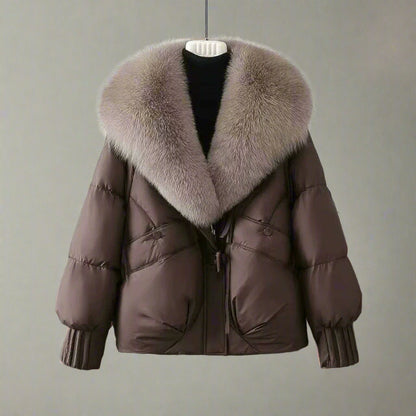 Harper Relaxed Fit Puffer Jacket | Fur Collar Toggle Closure Jacket