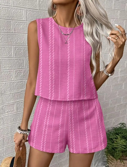 Breathable Summer Tank Top and Shorts Outfit Set