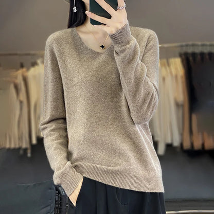 Cozy Australian Merino Wool V-Neck Sweater