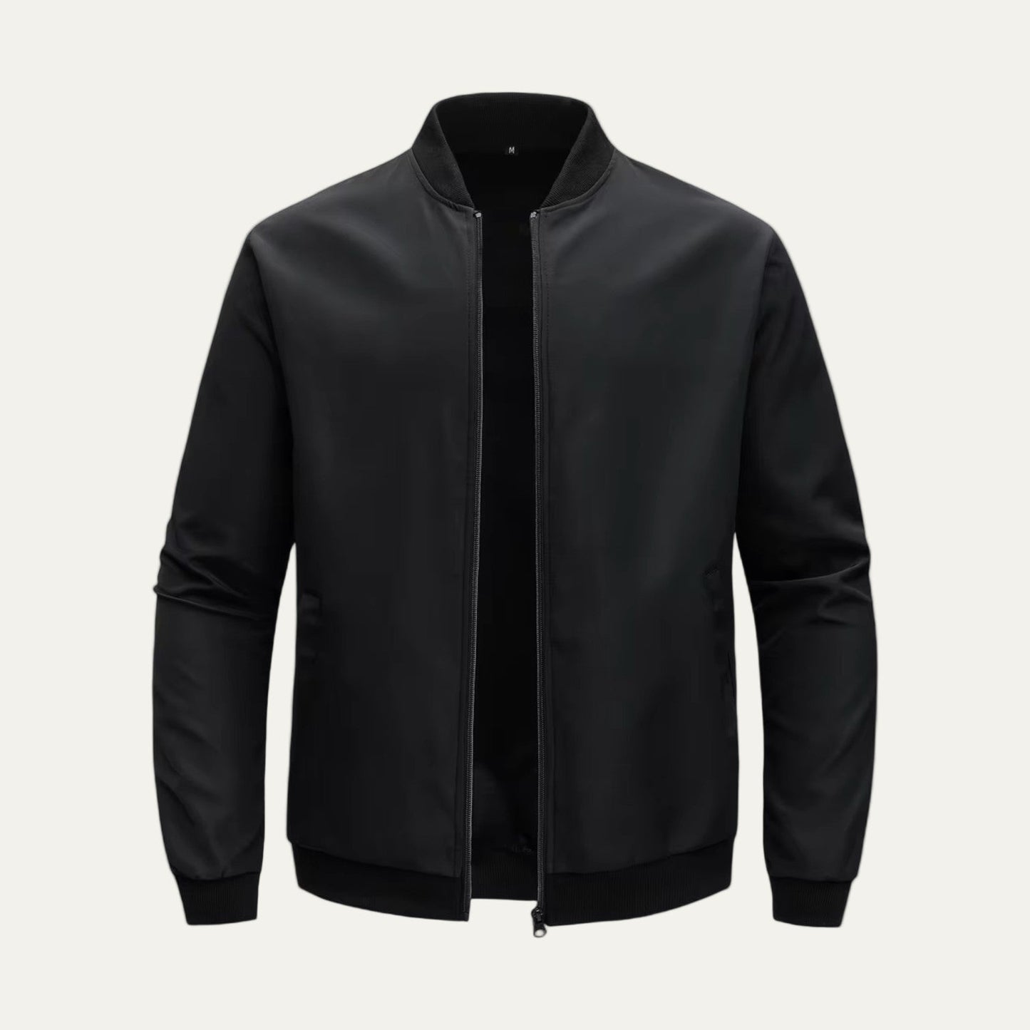 Men’s Minimalist Collarless Zip Front Bomber Jacket