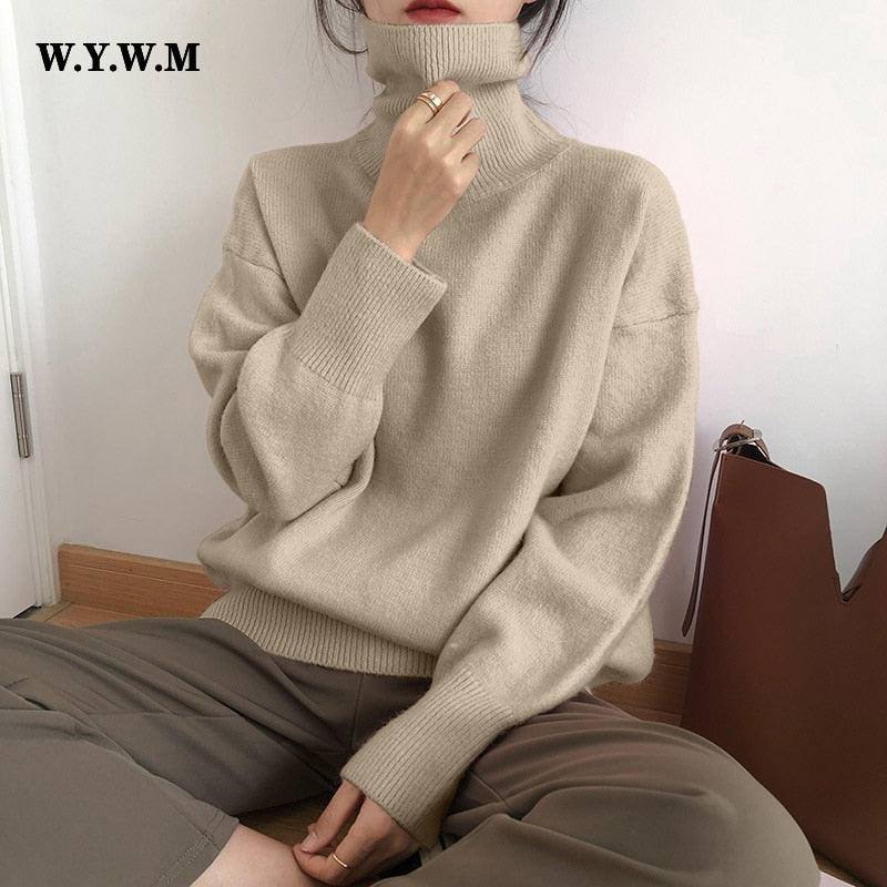 Cozy Oversized Winter Knit Turtleneck Sweater