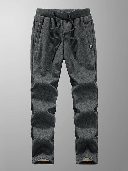 Warm Men's Fleece Jogger Pants with Zip Pockets
