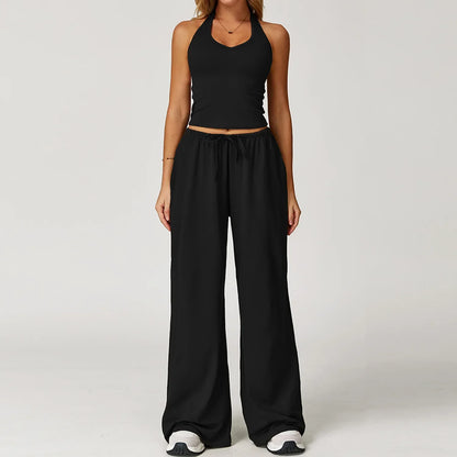 Women's Breathable Ribbed Tank & Elastic Waist Pants