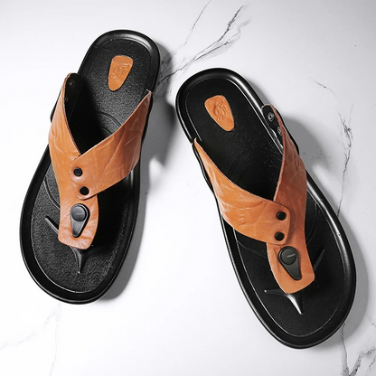 Arvento | Italian Leather Slides – Rivet Detail with Anti-Slip Comfort Sole