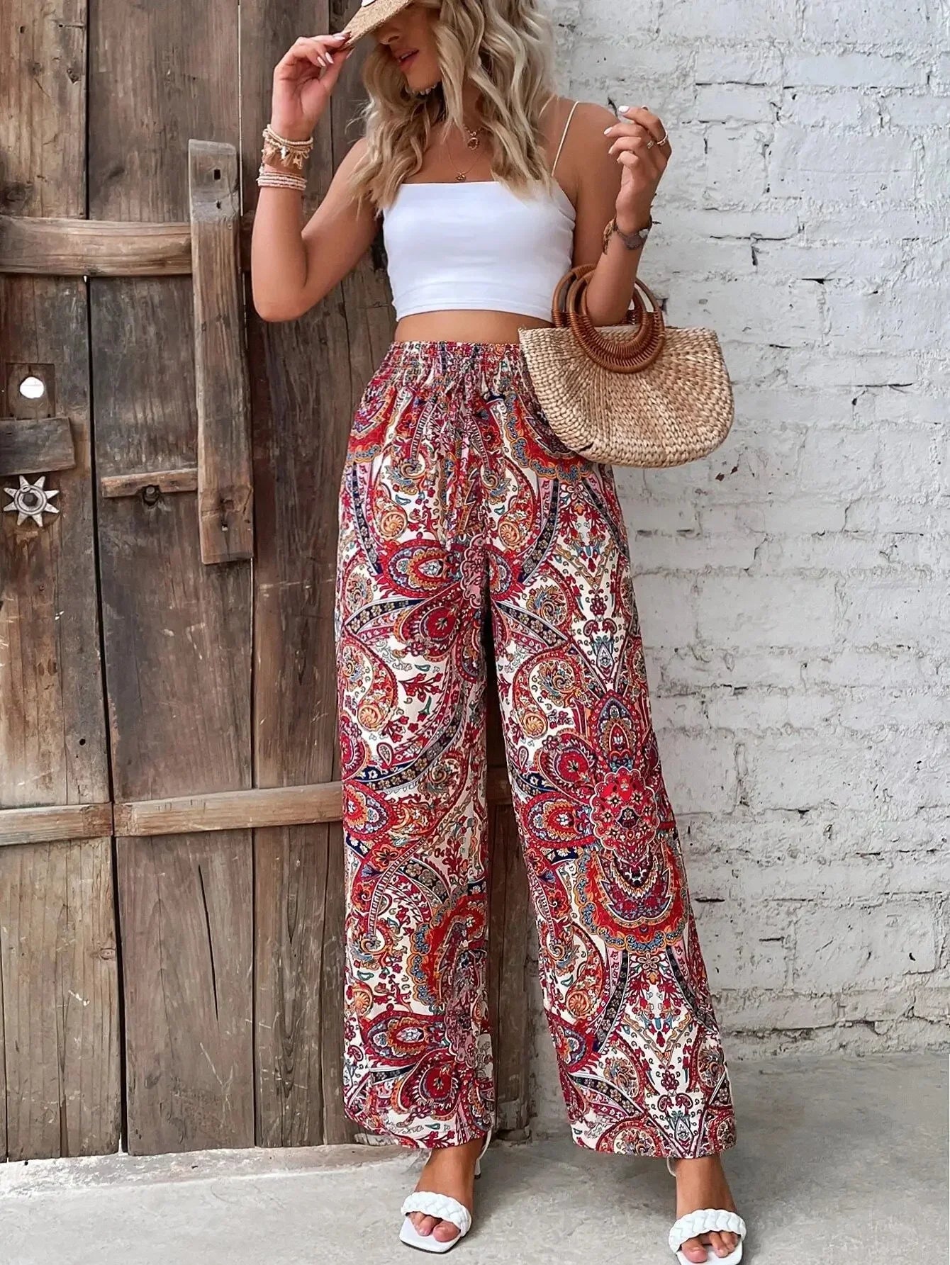Comfortable Loose Fit Stretchy Printed Women's Pants