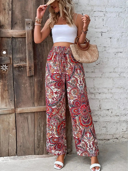 Comfortable Loose Fit Stretchy Printed Women's Pants
