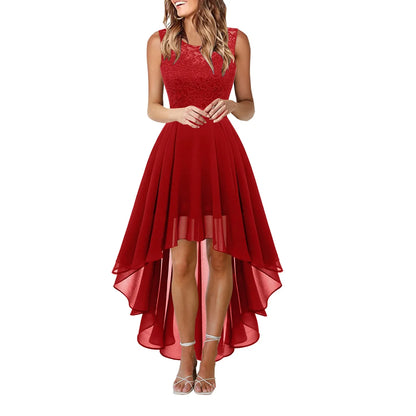 Elegant Lace Trimmed Party Dress